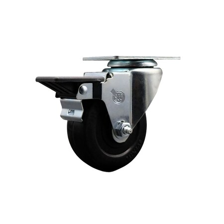 Service Caster 3.5'' Hard Rubber Wheel Swivel Top Plate Caster Posi Brake SCC-20S3514-HRS-PLB